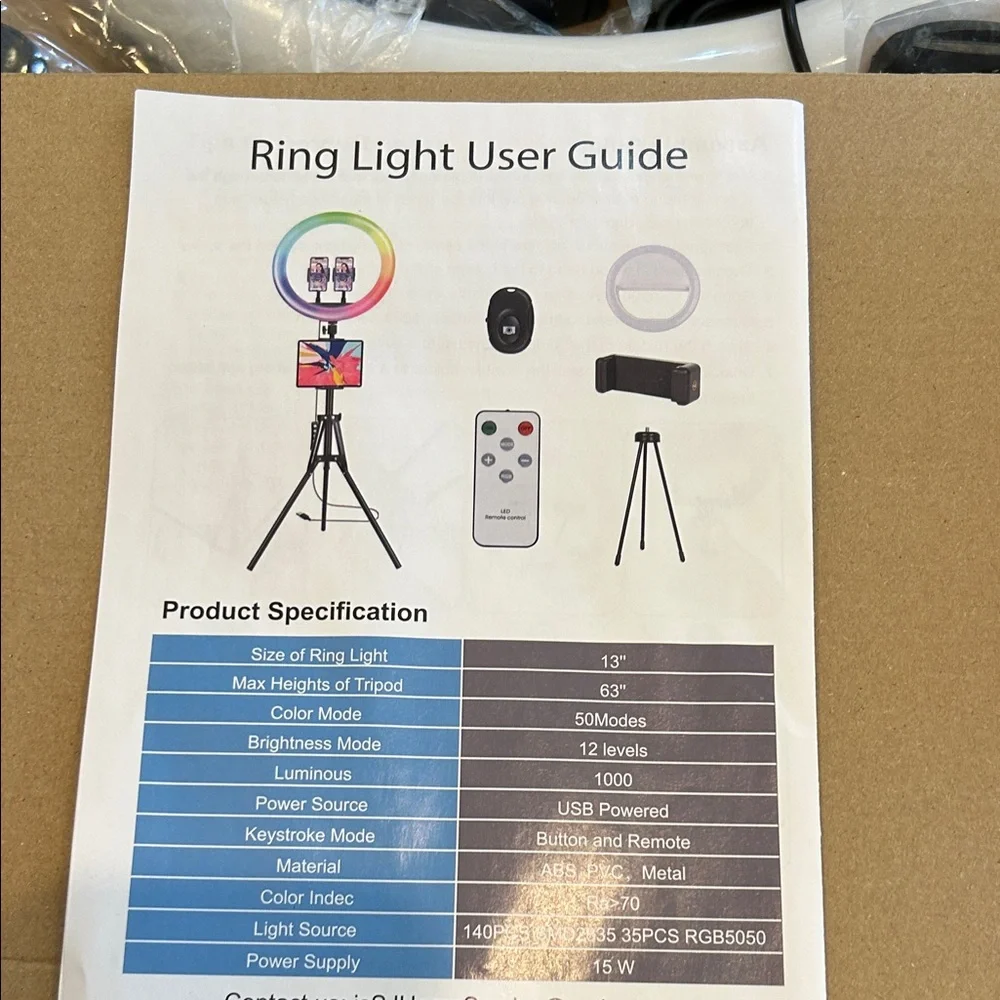 Selfie Ring Light with Tripod and Remote